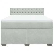 vidaXL Letto a molle con materasso grigio chiaro 140x190 cm in velluto - Grigio - Visualizzare 4