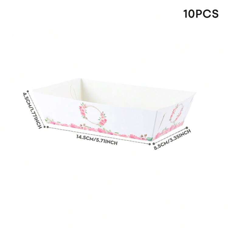 10/24pcs Faux Gold Foil Green Leaf & Flower Disposable Food Boxes, Suitable For Fries, Popcorn, Snacks, Birthday & Family Gathering Party Decorations, Fit For Bakery, Burger Restaurant, Cinema Takeout Boxes - Multicolor - View 7