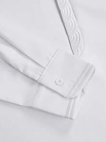 2pcs White Dashiki Shirt And Pants Set, Geometric Line Embroidery, Long Sleeve, Round Neck, Elastic Waist Pants, African Fashion, Men's Matching Sets, Casual & Elegant Style For Business, Party, Date, Wedding, Daily Wear, Cultural Events - White - View 7