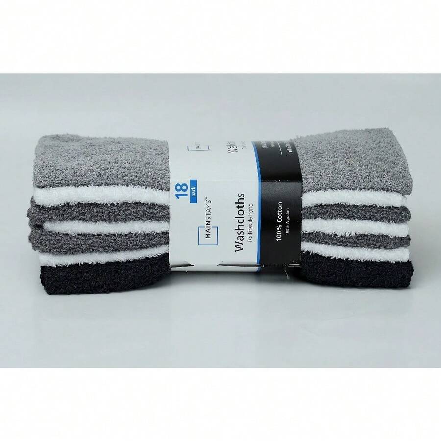 Multi-Color 18-Pack Washcloths Bulk Set Soft Absorbent Quick-Dry Bath Face Towels - 1 - 查看 1
