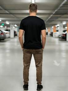 Men's Business Bear Print Short Sleeve T-Shirt And Pants Set - Multicolor - View 4