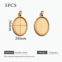 5 đế mặt dây chuyền đá quý nhiều kích cỡ bằng thép không gỉ mạ vàng 18K, phụ kiện làm trang sức DIY, thích hợp cho trang sức thủ công của nữ, đeo hàng ngày. - Mặt dây chuyền hình bầu dục - Xem 16