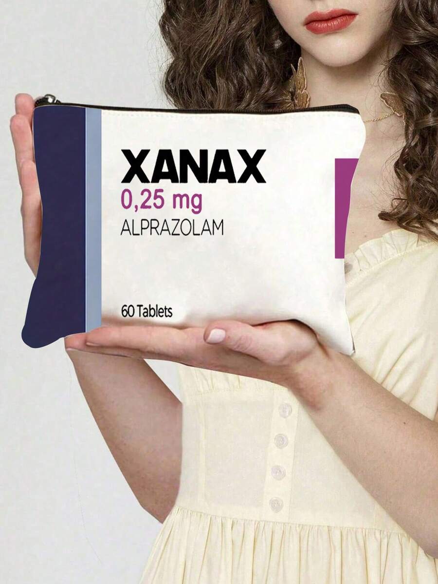 1 túi đựng thuốc Leksal Xanax (Alprazolam) - Túi đựng viên nén Alprazolam 0.25mg có khóa kéo an toàn, túi đựng mỹ phẩm, túi đựng đồ in họa tiết, túi đựng đồ dùng cá nhân, túi đựng dụng cụ trang điểm và cọ trang điểm, túi cầm tay, túi đựng đồ nhẹ có thể gấp gọn. - Nhiều màu - Xem 1