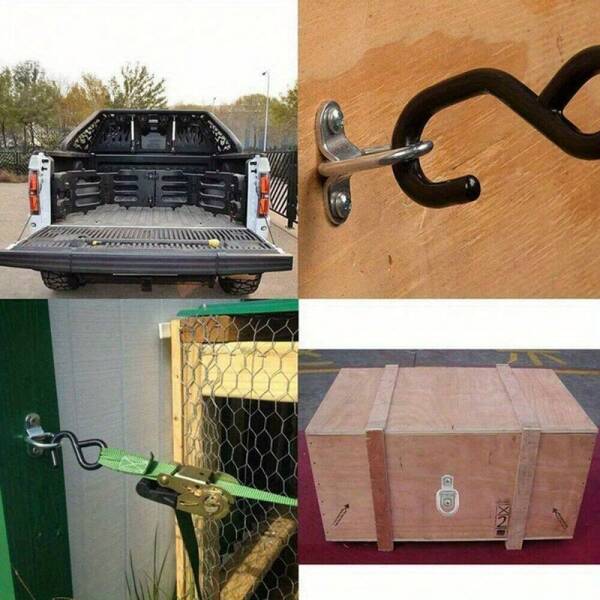 6/10pcs D-Ring Tie Down Anchor Rings With Mounting Plate, Suitable For Left Side Truck Bed - Heavy Duty 1200.0 Lbs Capacity, Vehicle Tie Downs, Cargo Securement, High Strength Material, For Transportation Business, Logistics Professionals