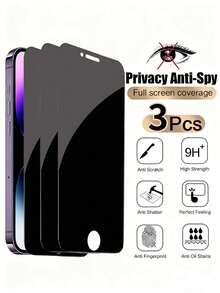 3pcs Anti-Glare Tempered Glass Screen Protector, Compatible With IPhone 11-17 Series - Black - View 22