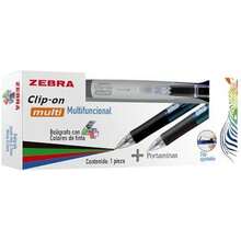 Zebra Bolígrafo Multifuncional Clip On Multi 4 Tintas + Portaminas Tinta Multicolor Cuerpo Color Azul. - Blanco - Ver 2