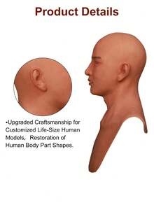 Silicone Crossdresser Man Headcover - Ryder Half-Body Wearable Headcover Multicolor Invisible Realistic Skin Texture Handsome Eyebrow Suitable For Man And Woman Christmas, Halloween Parties, Gatherings And Cosplay - Multicolor - View 4