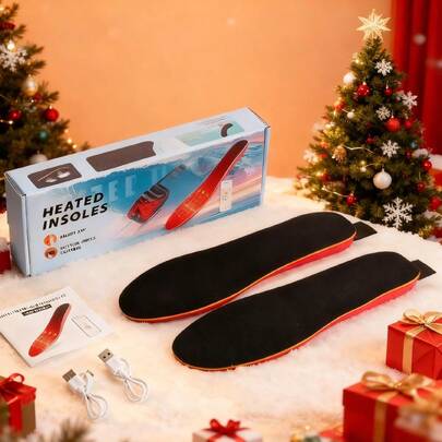 Hailicare 1 Pair Electric Heated Insoles - Battery Powered Foot Warmer With Adjustable Temperature And Heating Function, Unisex, Suitable For Cold Weather, Can Be Given As Christmas Gift
