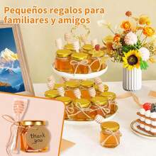 Estilo30 pcs Frascos para Miel, Mini Tarro de Miel Hexagonal de Cristal de 1.5 oz, con Cuchara para Miel, Colgantes de Abeja, Bolsa de Regalo Cuerda de Cáñamo y Etiqueta, para Regalos de Bodas y FiestasVersión mejorada - 1 - Ver 7