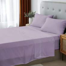 3/4 Piece Home Bed Sheet Set, Soft, Cooling, Comfortable And Breathable Bedding Set, Hotel Luxury Home Summer Bedding Sheets Twin, 1 Or 2 Pillowcases, 1 Flat Sheet And 1 Fitted Sheet,Room Decor,  Ideal Gift. - Tím nhạt 18 - Xem 5