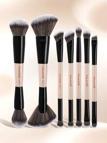 MAANGE 3/7/9件套旅行化妆刷套装，质地柔软，上妆效果极佳，包含粉底刷、散粉刷、腮红刷、遮瑕刷、修容刷、鼻影刷、眼影刷、高光刷、细节刷，是送给女性和女孩的理想化妆刷礼品套装，也是赠品、专业化妆刷和全套化妆工具的理想之选。 - 米色 - 查看 4