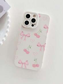 Funda de Teléfono Transparente Antideslizante y Resistente a Impactos con Lazo de Cereza Rosa, Adecuada para iPhone 16 Pro Max, 11/12/13/14 Plus/16E, Cubierta Protectora Suave, Compatible con iPhone 17/17 Pro/17 Pro Max/17 Air - Estilo 1 (1 pieza) - Ver 2