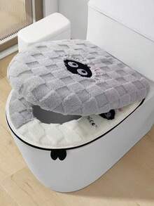 2pcs/Set Warm Toilet Seat Cover, Including Toilet Seat Ring And Toilet Seat Cover, Warm Soft Washable Fitted Cushion, Toilet Seat Cover, Household Essential, Winter - Multicolor - View 1