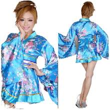 Traditional Japanese Cosplay Women's Formal Yukata Anime Photo Suit Kimono, High-End, High-Quality Fabric, Authentic Design, Suitable For Event Photography - Lake Blue - View 1