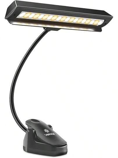 Vekkia Rechargeable Music Stand Light - Clip - On For Musicians' Piano, 9 - Level Dimmable, Portable, USB - C, For Piano, Orchestra, Podium, Easel