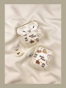 狗狗可爱旋转耳机保护套，兼容苹果1/2/3/4/Pro/Pro2(Nd)/Pro(3rd) - 白色 - 查看 1