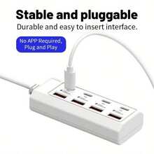 8 端口 USB 转 4 USB 4 Type-C 25W 快充集线器，多端口高速充电，兼容 5V USB 设备，包括电脑、笔记本电脑、平板电脑等，1 个 8 合 1 USB 集线器，支持快充 (25W PD) 和数据传输 - 白色 - 查看 7