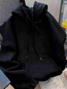 Sudadera con capucha casual de estilo americano para mujeres con estampado de alas, estilo americano, sudadera con capucha de manga larga con cordón, ropa de moda para mujeres, estilo urbano, estampado de moda - Negro - Ver 2