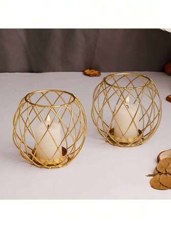 1个/2个装优雅金属烛台，婚礼烛台，几何造型烛台，适用于香薰蜡烛，简约桌面装饰，完美家居氛围装饰，送亲朋好友的礼物，毕业礼物，送给女性朋友的礼物，冬季礼物，圣诞礼物