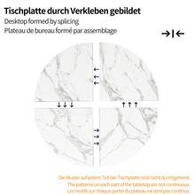 Round Dining Table (1 Piece), Kitchen Table, Breakfast Table, Metal Legs, Gold/Black Marble Pattern - Gold - View 4