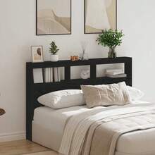 vidaXL Testiera a LED con ripiani, effetto quercia nera, 160x17x102 cm - nero - Visualizzare 4