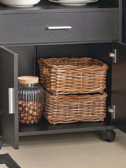 SoBuy FSB09 SCH, Mobile Kitchen Cabinet Microwave Oven Storage Trolley Dining Room On Wheels, Zwart view 7