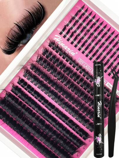 272 PCS D Curl Eyelash Clusters Kit With Spike Lash Clusters Kit 12-20MM Lash Manga Natural Spiky Cluster False Eyelashes Thick Cluster Eyelash Extensions Kit Spiky DIY Lash Extensions Kit
