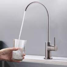 Grifo de filtro de agua de cocina, Grifo de Agua Potable Se Adapta la Mayoría de Los Sistemas de Filtración de Agua, Llave de ósmosis Inversa Acero Inoxidable, Llave Agua Potable de Negro - Níquel cepillado - Ver 2