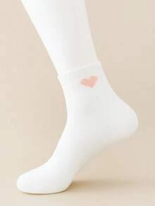 10/5 Paar herzförmige weiße Mädchen Socken, geeignet für alle Jahreszeiten, Herbstsocken, modisch und vielseitig, Studentensocken, geeignet für tägliche Fahrten und Sport, atmungsaktiv