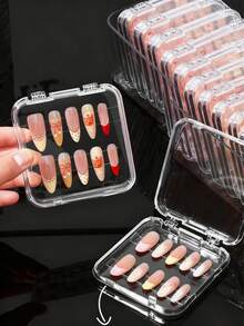 10个装透明空美甲片包装盒，批发便携式75x75mm亚克力美甲片收纳展示盒，美甲用品（仅含盒子，不含美甲片）