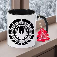 Lilo & Stitch Logo Ceramic Coffee Mug - 11 Oz/350 Ml, Durable, Hand Wash Only, Non-Slip Round Cup With Iconic Star Design, Perfect For Holiday Gifts (Christmas, Halloween, Thanksgiving, New Year) And Souvenirs, Festive Drinkware - 黑色 - 查看 2