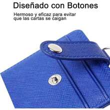 Retráctil Porta Gafete Cordón Vertical Desmontable de Cuero PU Portadores de Insignias para Uso Empresarial Adecuado para Personal Diplomático, Escolar y de Oficina (Actualizado Negro) - Azul - Ver 3