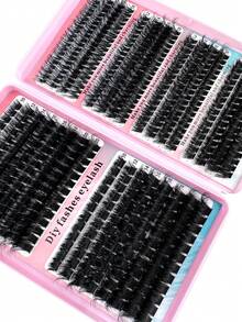 200D/160D/120D/100D/80D/60D High Capacity Eyelash Book, 504pcs Synthetic Mink False Eyelashes, Fluffy Wispy 0.07mm D Curl 12-18mm Mixed Length Individual Lashes, Natural Soft Eyelash Extension Makeup, Suitable For Any Style, Reusable - D - 查看 4