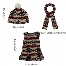 16-18英寸美国娃娃重生娃娃法罗群岛图案印花娃娃冬季服装，适合43厘米逼真娃娃，两件套（不含娃娃和鞋子），圣诞礼物