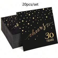 20 khăn ăn tiệc sinh nhật màu vàng "Chúc mừng 30/40/50/60 năm" - Màu đen với những ngôi sao màu vàng, dùng cho sinh nhật lần thứ 30/40/50/60, đám cưới, kỷ niệm & lễ kỷ niệm chung, khăn ăn giấy thanh lịch, đồ trang trí tiệc nghỉ hưu - Nhiều màu - Xem 12