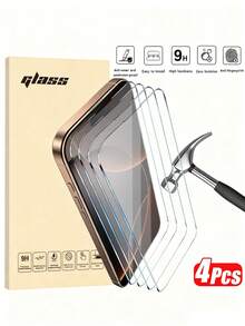 4pcs Tempered Glass Screen Protector Compatible With IPhone 17/16/16e/7/8 Plus/X/XR/XS Max/15/13/11/12/14 Pro Max/Mini, Anti-Scratch, Screen Protection - Clear - View 15