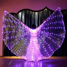 Fluoreszierendes leuchtendes Flügel Kostüm - LED blinkende Auftrittsrequisiten, geeignet für Frauenpartys, Tanzen, Halloween, Weihnachten, Karnevalsbühnenauftritte (Batterien nicht enthalten) - Leuchtender Umhang - Übersicht 16