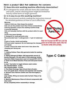 便携式迷你内衣洗衣机，适用于袜子、内衣、女用贴身衣物和婴儿服装的洗衣机，1L 紧凑型精致洗衣机，配备 3000mAh 电池，适合旅行和宿舍使用，5/10 分钟一键式定时器