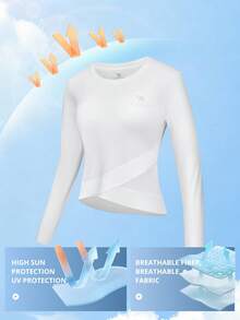 CAMEL CROWN Women's Quick-Dry UV Protection Long Sleeve Swim Shirt, White - White - View 2