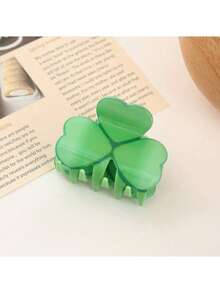 1个圣帕特里克节闪亮三叶草发夹，适合女性和女孩，绿色四叶草醋酸纤维发爪，小巧发夹，可爱圣帕特里克节女孩发饰，女士发爪夹，时尚发夹，女士发饰 - 綠色 - 查看 12