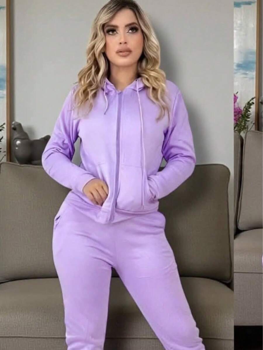 Women Two-Piece Outfits - Lilac Purple - View 1