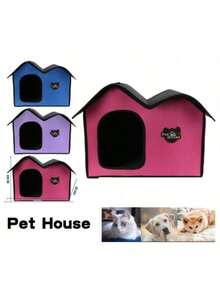 1pc Pet Nest, New Double - Layer Roof Pet House, Wind - Proof And Warm Cat Nest, Outdoor Cat House, Dog Bed, Cat Tent, Detachable And Washable, Suitable For All Seasons, Pet Shelter, Portable Box, Cat Supplies, Dog Supplies, Suitable For Small And Young Dogs