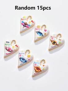 2/50pcs Random Multi-Color Fashionable Dark Heart & Devil's Eye Pendant, Suitable For DIY Necklace, Bracelet, Earring, Keychain, Phone Chain, Couple Gift Jewelry Making - Multicolor - View 31