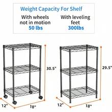 GSYY Small 3 Tier Shelves Sage Wire Shelng Unit Metal Shelf Adustabrganizers Sage Shelng With Wheels For Bathro Laundry Ro  Pantry12 D X 18 W X 30.7 H Black - 黑色 - 查看 3