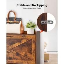 Shoe Cabinet With 2 Flip Drawers, Farmhouse Shoes Storage Cabinet With Metal Legs And Anti-Tipping Device, Freestanding Shoe Organizer Ideal For Entryway, Hallway, Bedroom, Living Room, Brown - Farmhouse Style 31.5-inch 2-Drawer - 查看 6