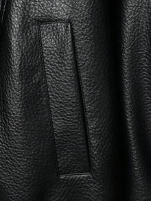 女士黑色仿皮高领长袖PU外套，带口袋和收紧下摆，打造时尚叠穿造型 - 黑色 - 查看 11