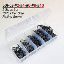 50pcs/Box Fishing Connector Pin Bearing Rolling Swivel Stainless Steel With Snap Fishhook Lure Swivels Tackle