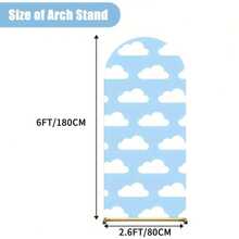 1件装蓝天白云拱形背景布，美丽的蓝天白云主题背景布，云朵蓝天图案设计，生日、节日派对 - 彩色 - 查看 2