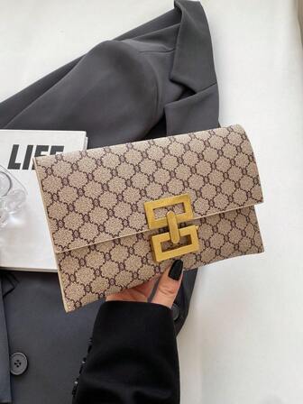 Fashionable Floral Pattern Clutch Bag, Large Capacity Evening Bag For Women