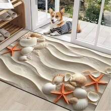 1pc Seashell & Starfish Design Doormat, Small Rug, Welcome Mat, Carpet, Floor Mat, Outdoor Doormat, Kitchen Rug, Home Decor, Front Door Mat, Area Rug, Outdoor Mat, Home Decor, Area Carpet, Garden Rug, Washable Carpet - Multicolor - View 1